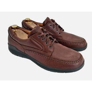 ECCO Leather Moc Toe Shoes Mens Size 11.5 Brown Lace Up Casual Comfort EU 45